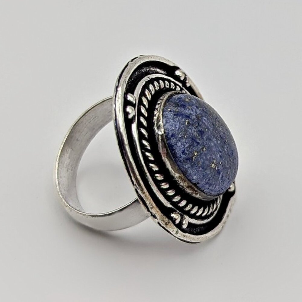 German Silver Blue Lapis Ring - Size 7 Blue Lapis Ring